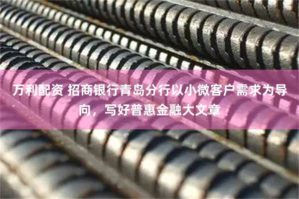 万利配资 招商银行青岛分行以小微客户需求为导向，写好普惠金融大文章