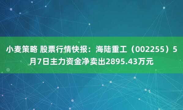 小麦策略 股票行情快报：海陆重工（002255）5月7日主力资金净卖出2895.43万元