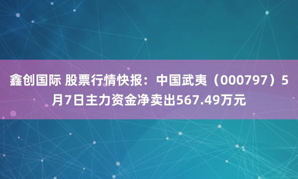 鑫创国际 股票行情快报：中国武夷（000797）5月7日主力资金净卖出567.49万元